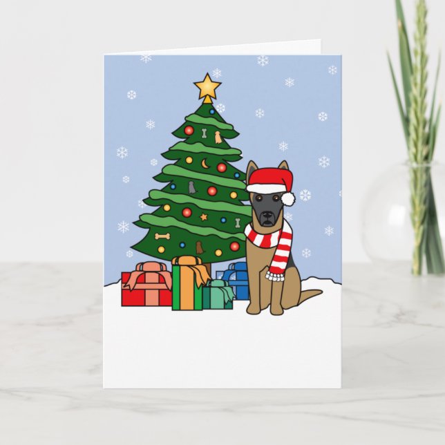 Malinois belga y árbol de Navidad (Anverso)