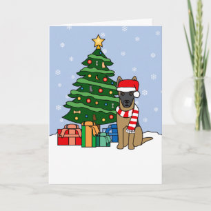 Malinois belga y árbol de Navidad