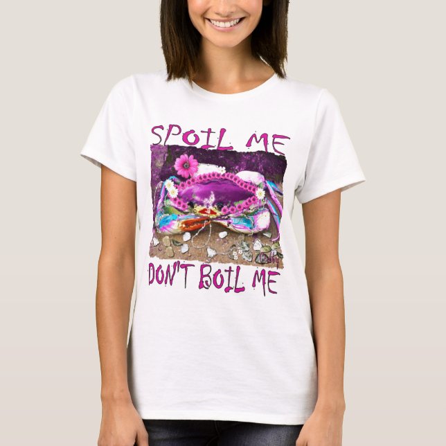 Malograrme No hervir camiseta de cangrejo rosa gra (Anverso)
