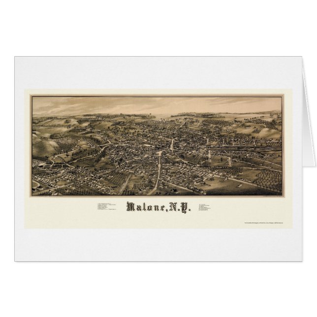 Malone, mapa panorámico de NY - 1886 (Anverso (Horizontal))