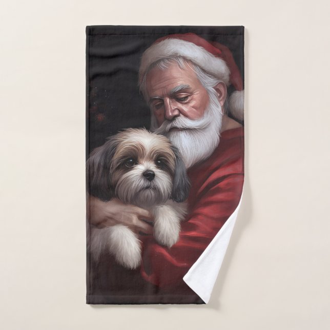 Malti Tzu Con Navidades festivos de Santa Claus (Toalla de mano)
