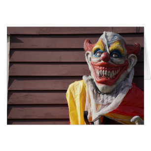 Malvado y aterrador payaso feliz tarjeta de saludo