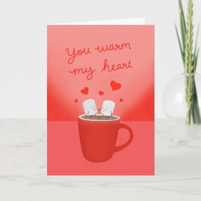 Malvaviscos de tarjeta "Me calientas el corazón" (Anverso)