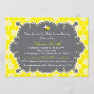 Mamá a la abeja, invitación de Baby Shower de la