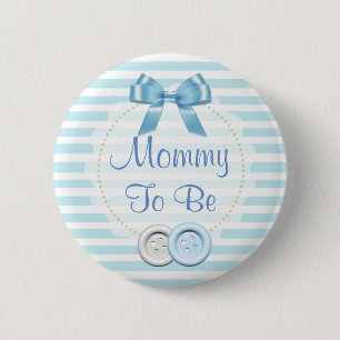 Mamá a ser botón azul de Baby Shower del arco y