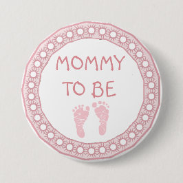 Mamá a ser botón coralino rosado de Baby Shower