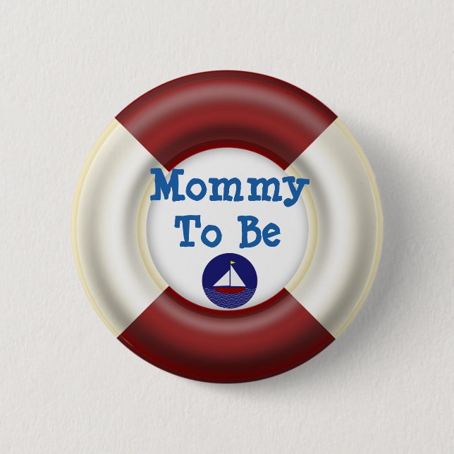 Mamá a ser botón náutico de Baby Shower (Anverso)