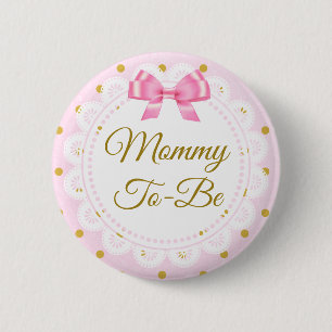 Mamá a ser rosa de Baby Shower y botón del oro