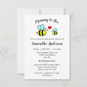 Mamá Abeja - Invitación para Baby Shower de 3x5