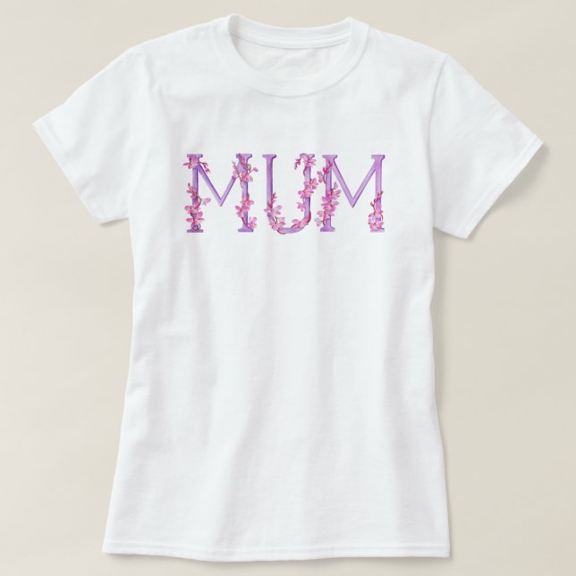 Mamá acuarela arte orquídea camiseta de texto (Diseño del anverso)
