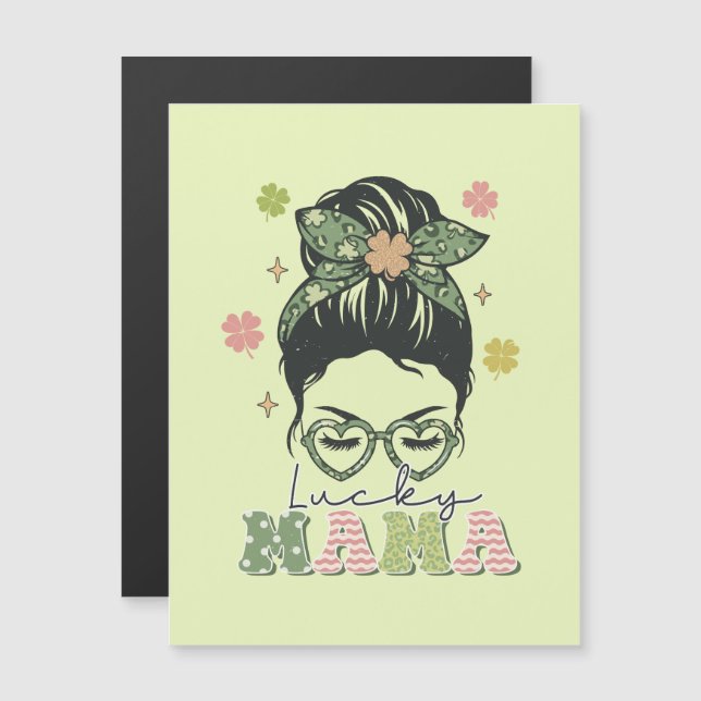 Mamá afortunada - Messy Bun - Clover St. Patrick (Anverso/Reverso)