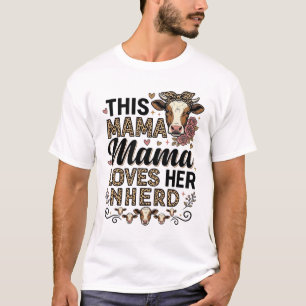 Mamá Ama a su Manada Diseño de Camiseta de Vaca Vi
