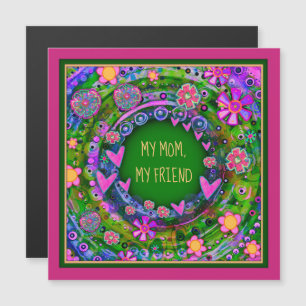 Mamá amiga Bonito Floral Green Magnetic Card