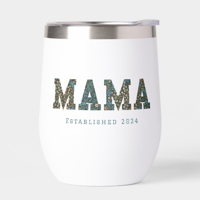 Mamá año personalizado - café floral de moda Mug (Izquierdo)