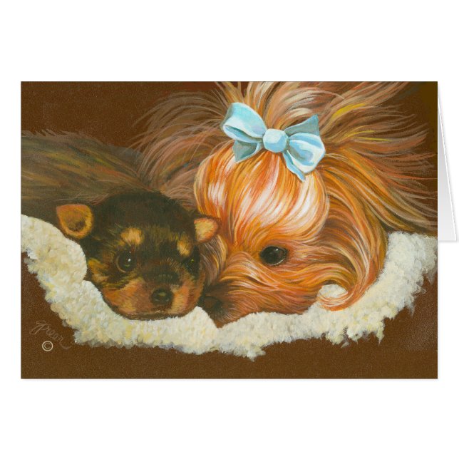 Mamá aterradora de Yorkshire con tarjetas de cacho (Anverso (Horizontal))