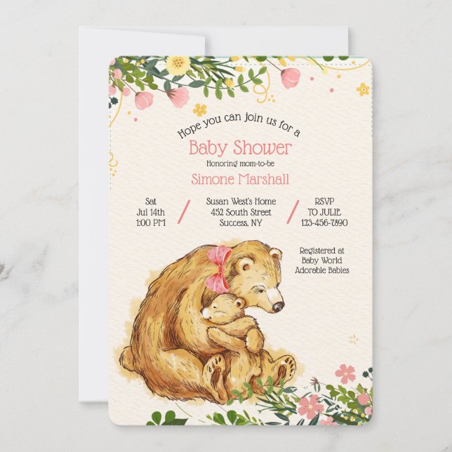 Mama Bear Baby Bear Shower Invitación (Anverso)