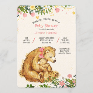 Mama Bear Baby Bear Shower Invitación