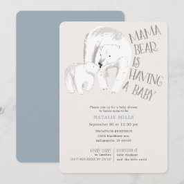 Mama Bear Blue Boy Invitación a Baby Shower
