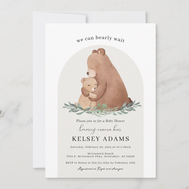 Mama Bear Cute Invitación Baby Shower (Anverso)