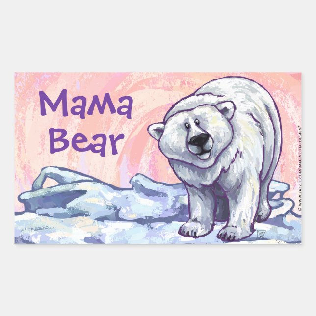 Mama Bear Polar Bear Pegatinas (Anverso)