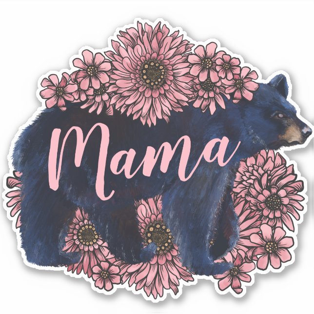 Mama Bear Wild Black Bear Pegatina (Anverso)