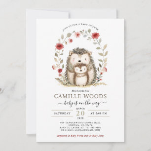 Mamá bebé Hedgehog Invitación a Baby Shower