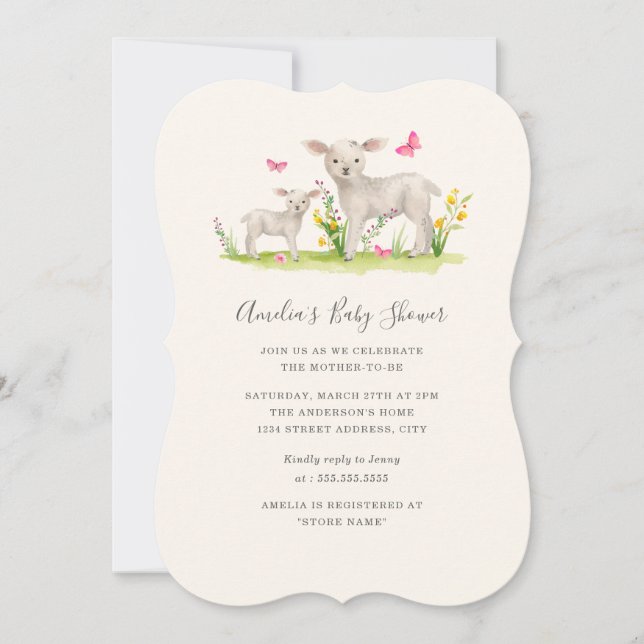 Mamá bebé oveja dulce invitación de Baby Shower (Anverso)