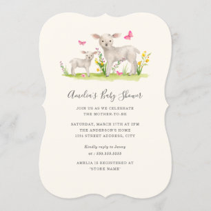 Mamá bebé oveja dulce invitación de Baby Shower