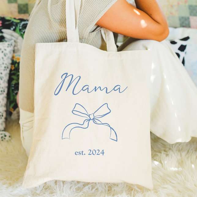Mamá | Bolsa de algodón azul Coquette Blue Bow y S (Subido por el creador)