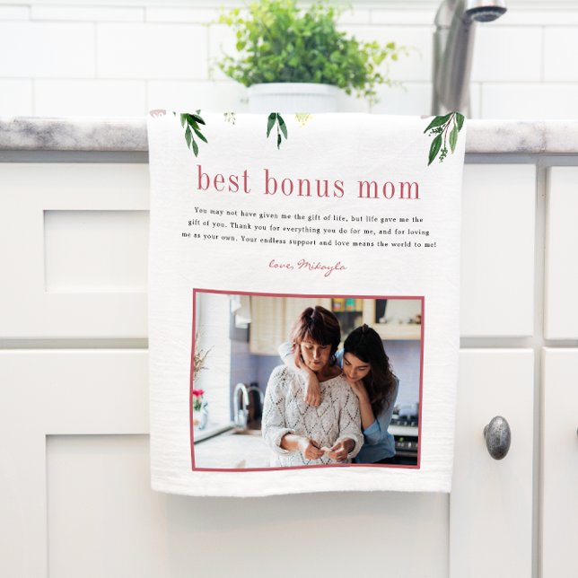 "Mamá Bonus" Madrastra | Toalla de té de foto flor (Subido por el creador)