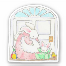 Mama Bunny y Baby Pegatina