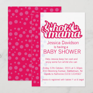 Mamá caliente, bebé ducha, invitación de puntos az