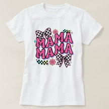 Mama Camiseta con lazo de tablero de ajedrez de es