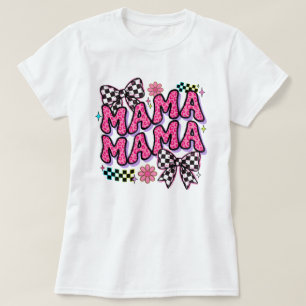 Mama Camiseta con lazo de tablero de ajedrez de es