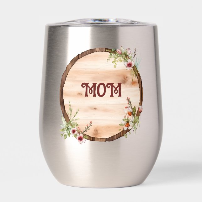 Mamá Círculo De Madera Con Flores (Frente)