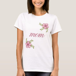 Mamá con flores rosadas camiseta básica para mujer