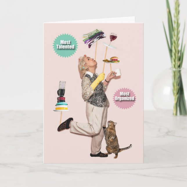 Mamá Con Platos En La Tarjeta De Día de la Madre D (Anverso)