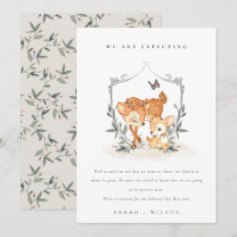 Mamá Cute Deer Fawn Escudo Floral Invitación del b