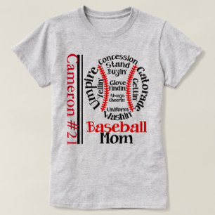 "Mamá De Béisbol" Monograma De La CAMISETA DE LAS 