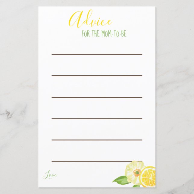 Mamá de cítricos amarillo limón para ser tarjetas  (Anverso)