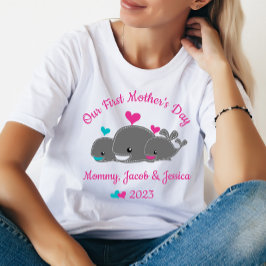 Mamá de gemelos, niño y Chica, camiseta del Día de