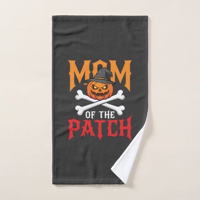 Mamá de Halloween del parche de calabaza bruja (Toalla de mano)