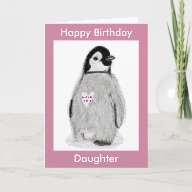Mamá de la hija de la tarjeta de cumpleaños Pengui (Anverso)