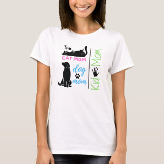Mamá de perro de gato, madre de niño - camiseta de