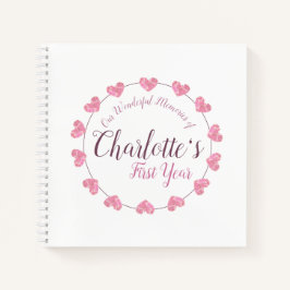 Mamá de primer año de bebé y diario en blanco de p