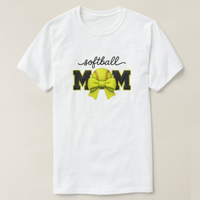 Mamá de sóftbol Tejido de hilo falso, camiseta dep (Diseño del anverso)