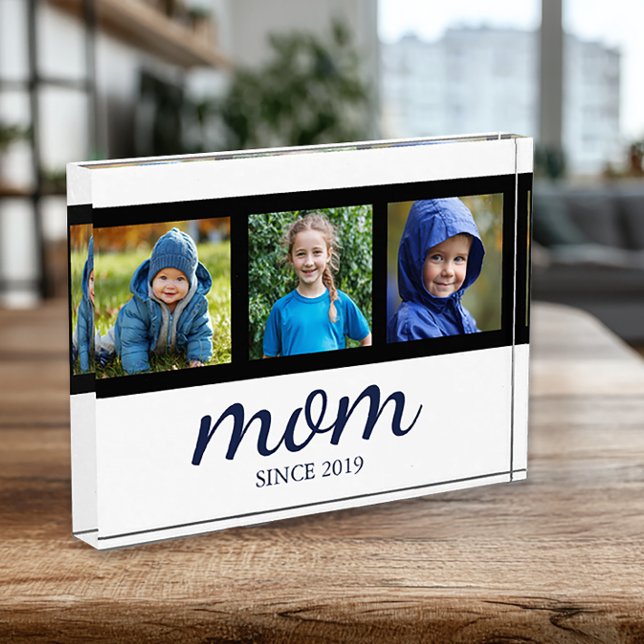Mamá de tres fotos personalizadas (Custom Three Photo Display for Mom)