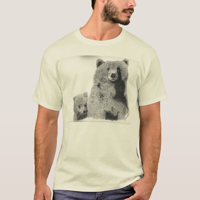 Mamá del oso grizzly y camiseta del cachorro (Anverso)