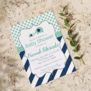 Mamá Elefante Azul e invitación a Baby Shower