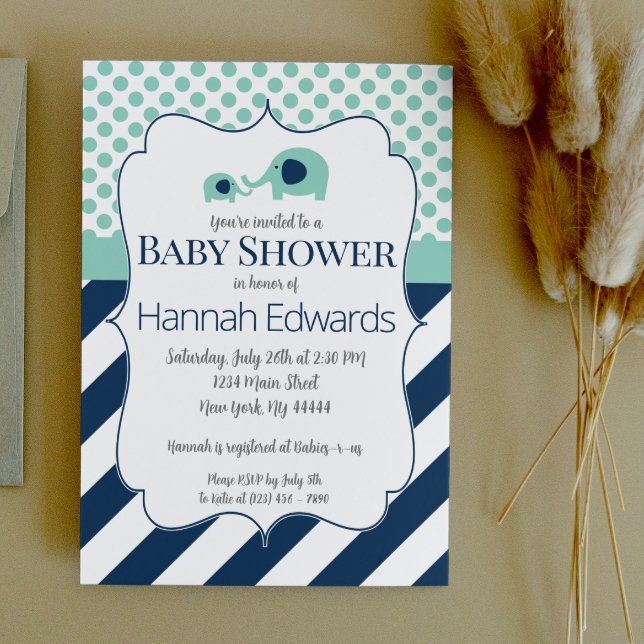 Mamá Elefante Azul e invitación a Baby Shower (Subido por el creador)